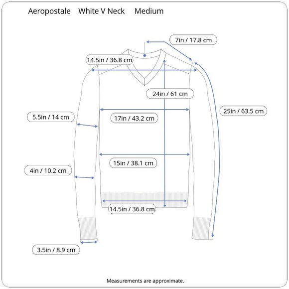 Aeropostale Chunky Cable Knit V Neck Ribbed Cream Long Sleeve Sweater Medium - Picture 15 of 16